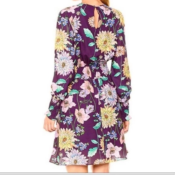 Anthro Ella Moon Dress FLORAL Ruffle Wrap Plum Derby Tea Party Church Modest - Picture 4 of 13